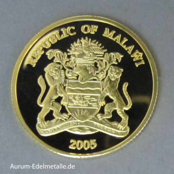 Malawi 100 Kwacha 1_4 oz Gold 999 Löwe Endangered Wildlife 2005 PP