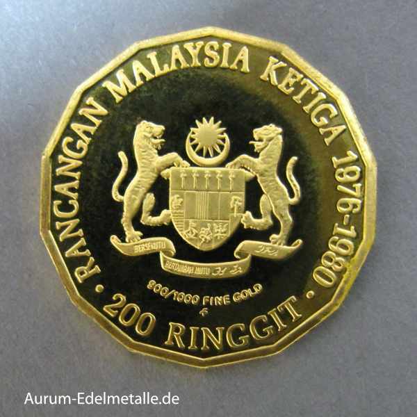 Malaysia 200 Ringgit Gold 5-Year Plan 1976-1980