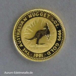 Australien Kangaroo Nugget 1_20 oz Goldmünze 1991