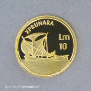 Malte 10 Liri Goldmünze Xprunara Segelschiff 2002 PP