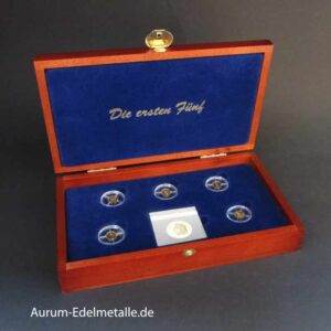 Deutschland 5 x Goldmünzen PP Gedenkprägungen Die ersten Fünf mit Zertifikat Original Etui