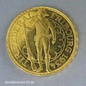 Schweiz 100 Franken Schützentaler Fribourg 1934 Gold - mit Kratzern