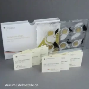 Deutschland Komplett-Set 20 Euro 6 x Goldmünzen Heimische Vögel 2016-2021