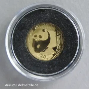 China Panda 20 Yuan 1_20 oz Goldmünze 2002