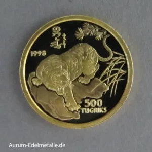 Mongolei 500 Tugrik 1/25 oz Gold Tiger 1998