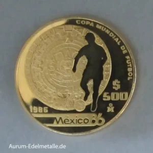 Mexiko 500 Pesos Gold 1/2 oz Copa Mondial de Futbol 1986 PP