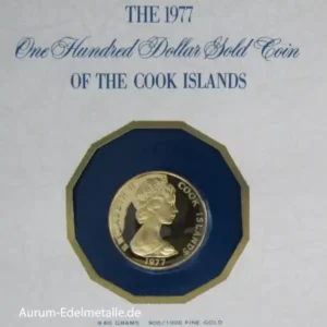 Cook Islands 100 Dollars Gold Gedenkmünze 25. Jahrestag Queen Elisabeth II 1977