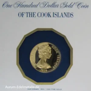Cook Islands 100 Dollars Gold United States Bicentennial 1976