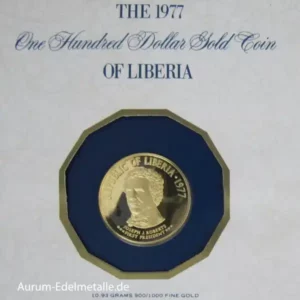 Liberia 100 Dollars Joseph Roberts 130th Anniversary of the Republic 1977 PP -  mit Zertifikat in versiegeltem Cachet