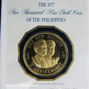 Philippinen 5000 Piso Gold Coin Ferdinand and Imelda Marcos 1977