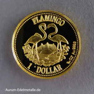 Bahamas 1 Dollar Goldmünze 1/25 oz Flamingo 1995 PP