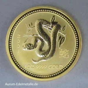 Australien 1 oz Lunar I Year of the Snake Gold 2001 Schlange