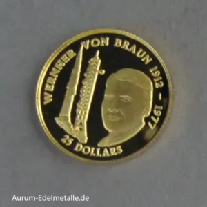 Niue 25 Dollars 1/25 oz Goldmünze Wernher von Braun 1996 PP