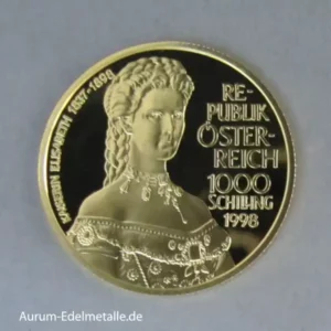 Gedenkmünze 1000 Schilling Elisabeth "Sissi" Goldmünze 1998