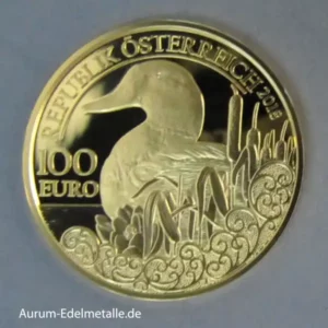Österreich 100 Euro Stockente 2018 Goldmünze Ente