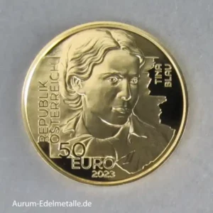 Österreich 1/4 oz Goldmünze 50 Euro Tina Blau Malerin 2023 - Heimat großer Töchter